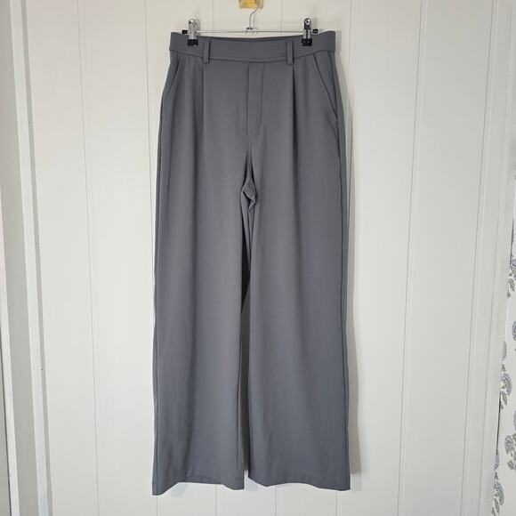 Halara Gray Wide Leg Pull On Pants Stretch Pockets Work Comfort Size M - Picture 1 of 8